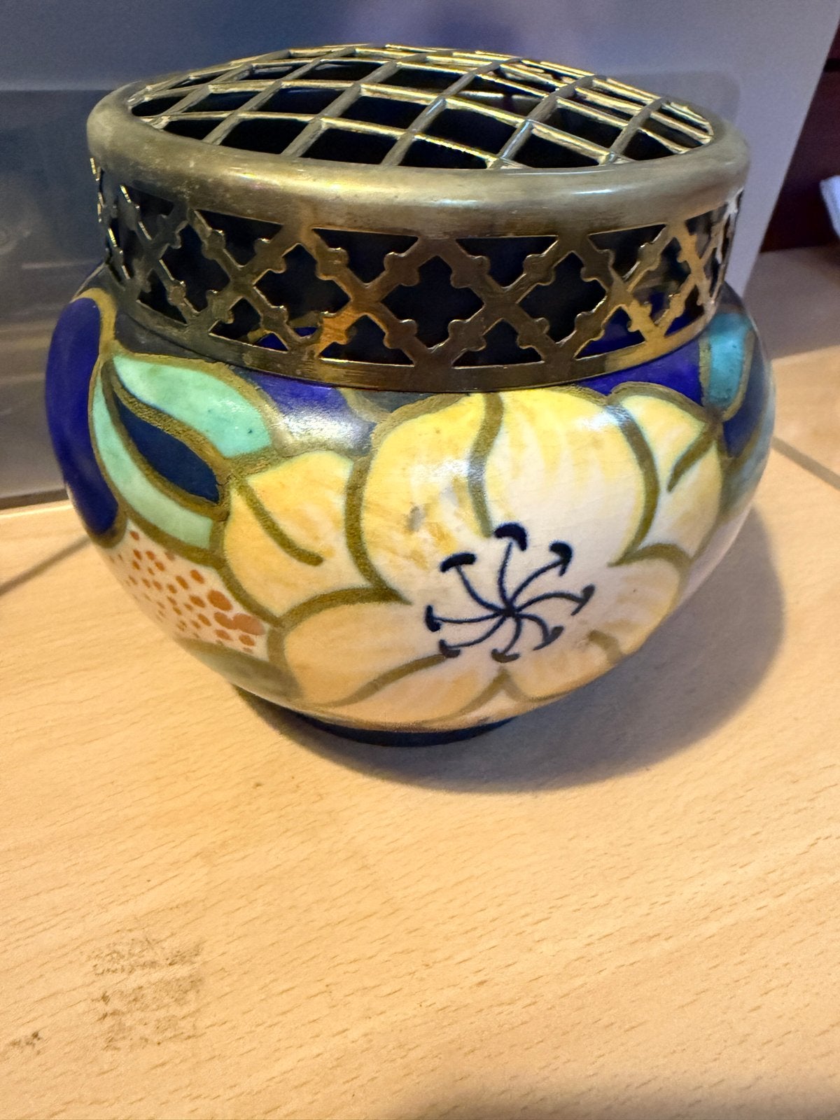 Antieke Gouda Holland Bloemenvaas met Rooster, Ophalen of Verzenden