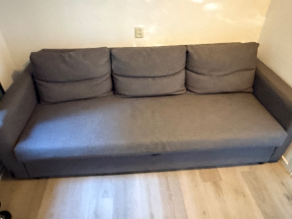 IKEA BÅRSLÖV slaapbank – beige/grijs – € 50,--, Ophalen, Gebruikt, 100 tot 125 cm, Driepersoons