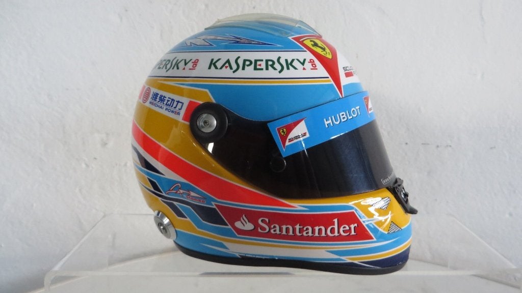 Fernando Alonso F1 Replica Helm (Schaalmodel), Ophalen of Verzenden, Zo goed als nieuw, Formule 1
