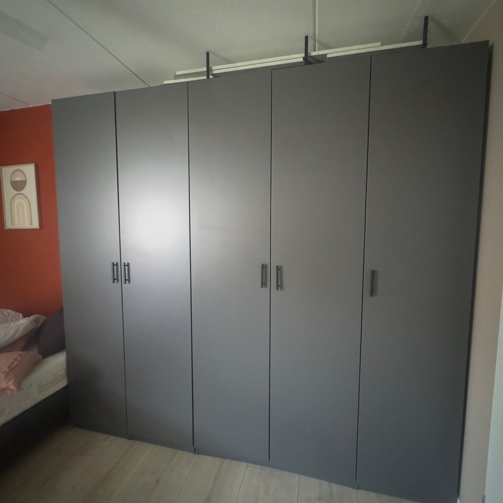 Ikea Pax kledingkast - Donkergrijs met deuren, Ophalen, Gebruikt, 200 cm of meer, Met lade(s)