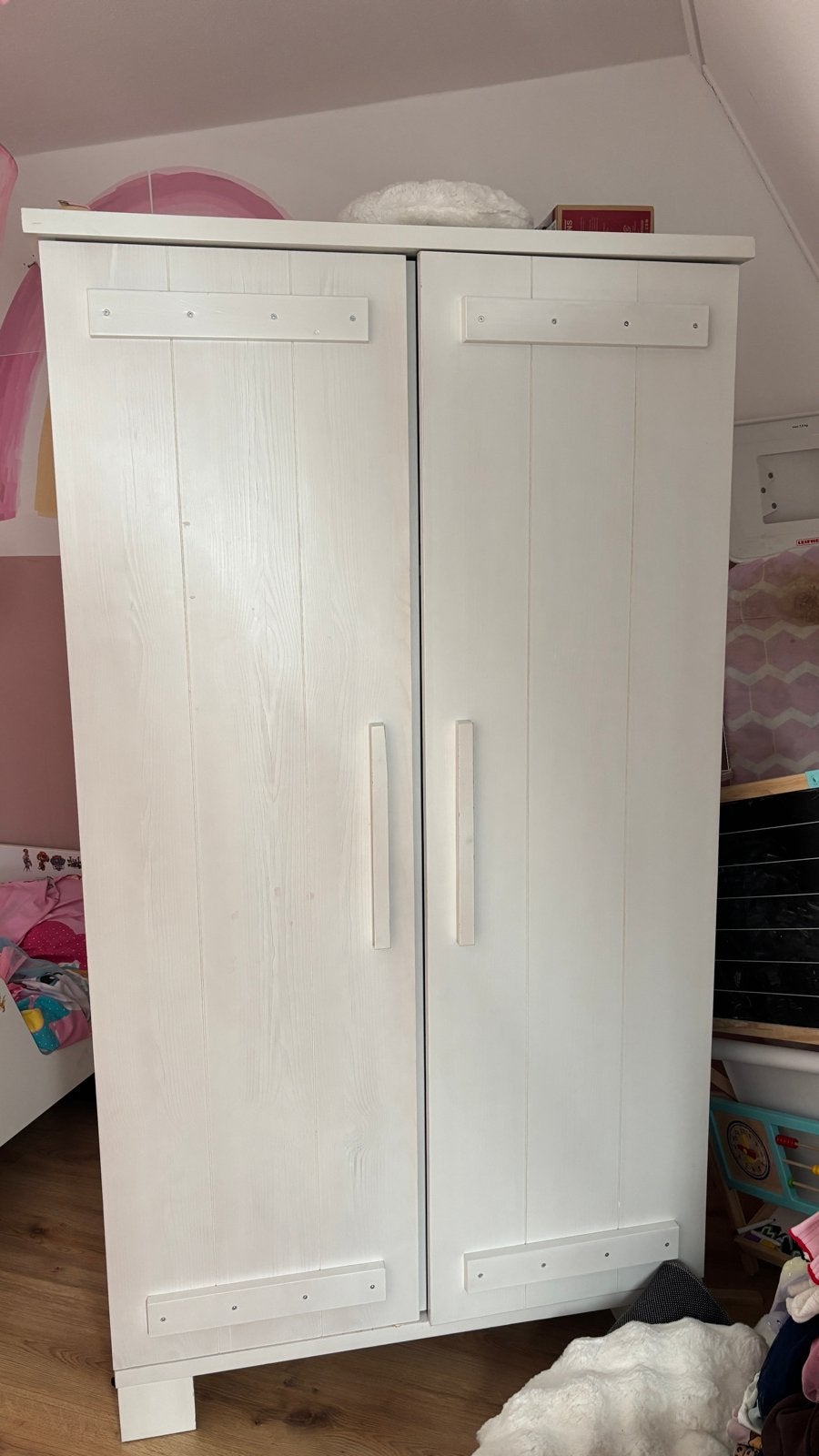 Witte kledingkast met twee deuren, Ophalen, Gebruikt, 50 tot 100 cm, 150 tot 200 cm