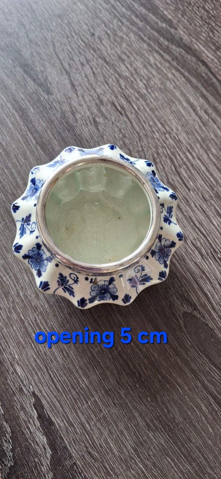 Antieke zilveren theezeef met Delfts blauw schaaltje, Antiek en Kunst, Ophalen