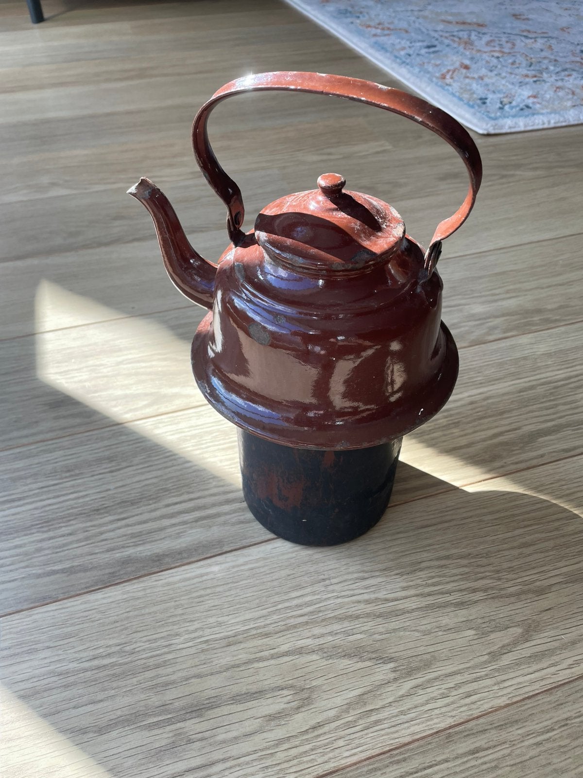 Antiek emaile theepot voor IN kachel, Ophalen of Verzenden