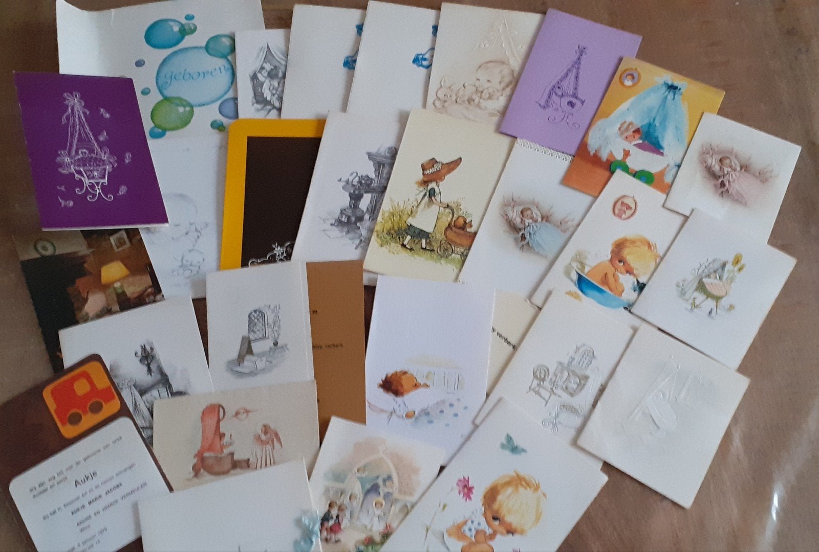 Vintage geboortekaartjes jaren'60/'70/'80, Verzamelen, Geboortekaartjes en Visitekaartjes, Ophalen of Verzenden, Geboortekaartje