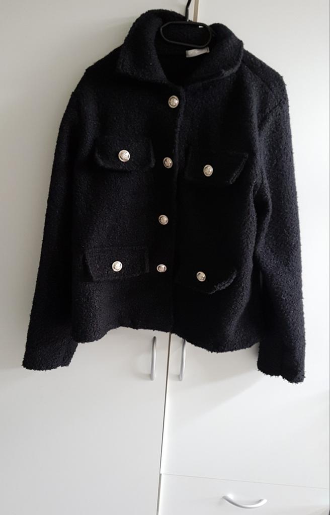 Teddy jas zwart one size, Verzenden, Zo goed als nieuw, Zwart, Jasje