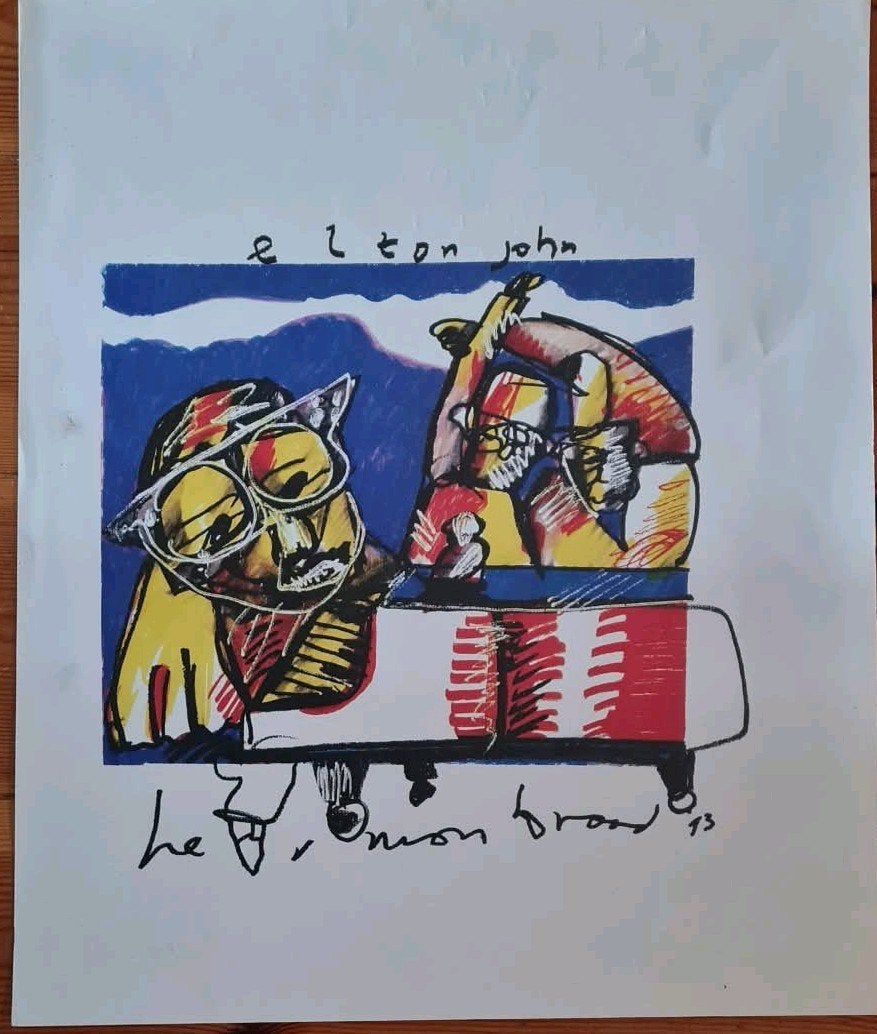 Herman Brood poster - Elton John, Ophalen of Verzenden, Gebruikt, A1 t/m A3, Rechthoekig Staand