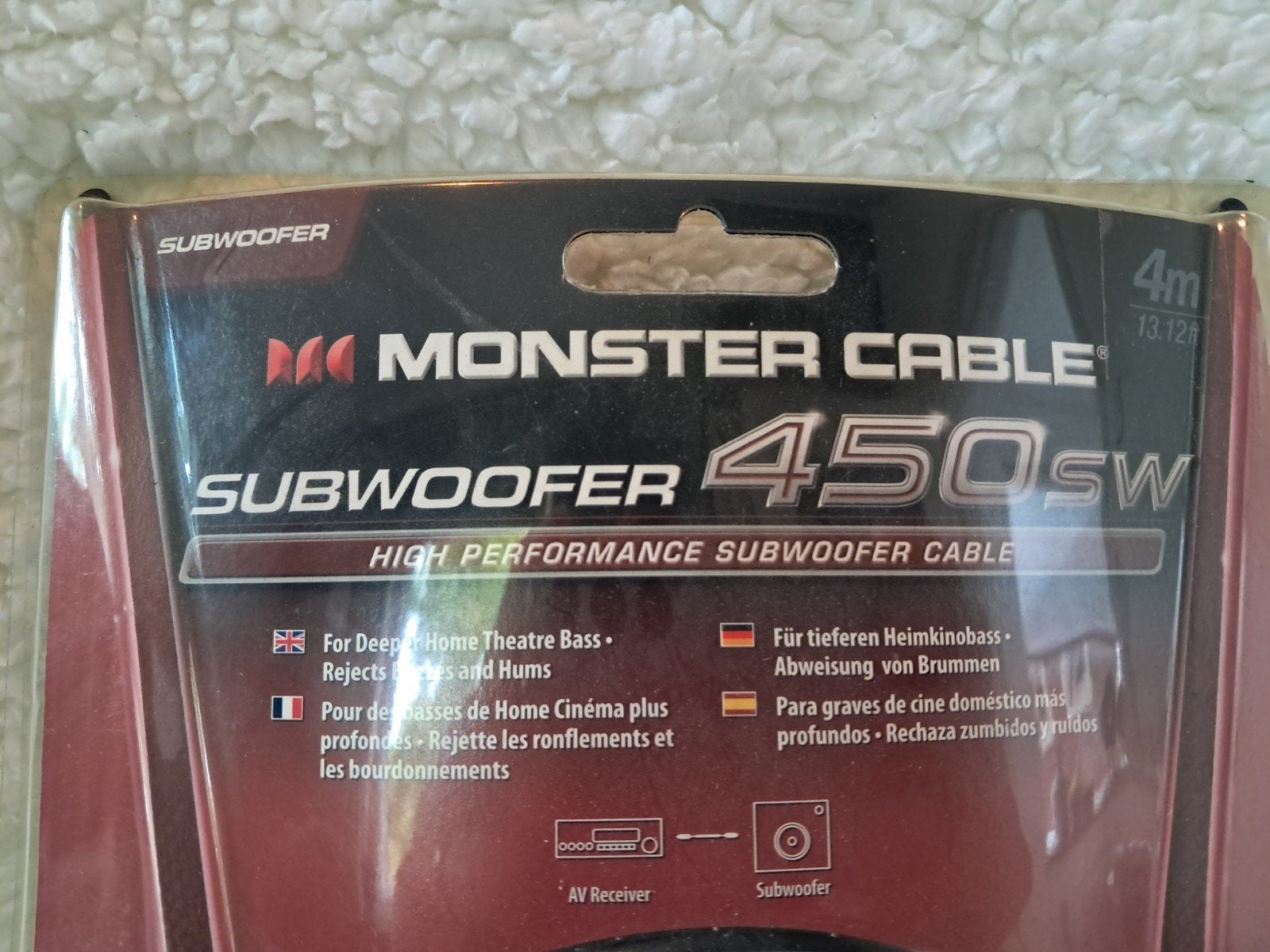 Monster Cable Subwoofer 450SW - 4m High Performance Kabel, Ophalen of Verzenden, Nieuw, 2 tot 5 meter, Overige kabels