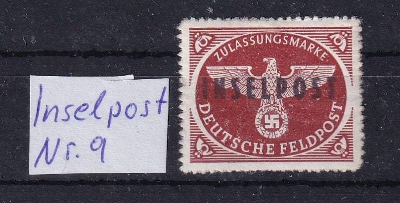 B211A) 1944 Feldpost Mi nr 9 Inselpost €550 MNH opdruk?, Verzenden, Duitse Keizerrijk, Postfris