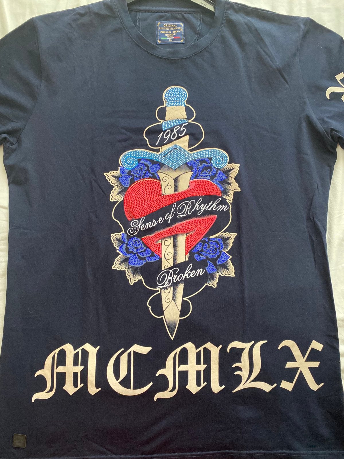 Nieuw Heren T-shirt Navy XL met Steentjes - Arya Boy, Kleding | Heren, Ophalen of Verzenden, Nieuw, Maat 56/58 (XL), Blauw