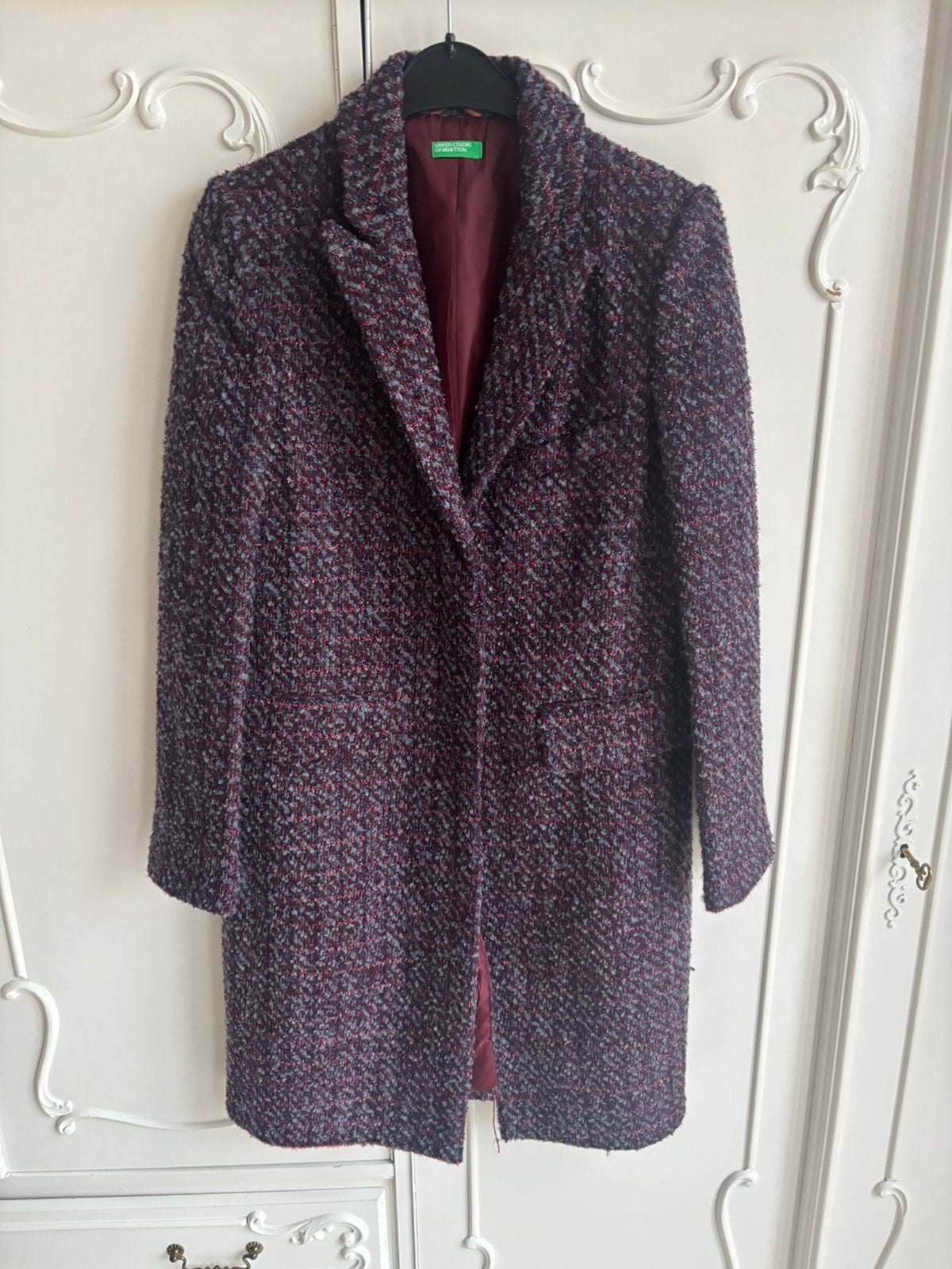 Nieuw Bordeaux mantel jas Benetton maat 36, Ophalen of Verzenden, Nieuw, Maat 36 (S), Overige kleuren