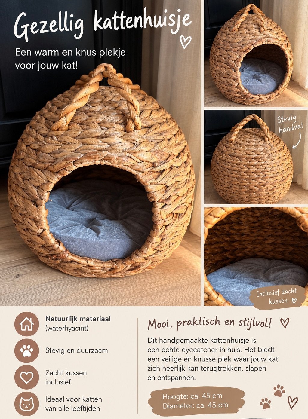 Kattenhuisje, Dieren en Toebehoren, Ophalen of Verzenden, Zo goed als nieuw
