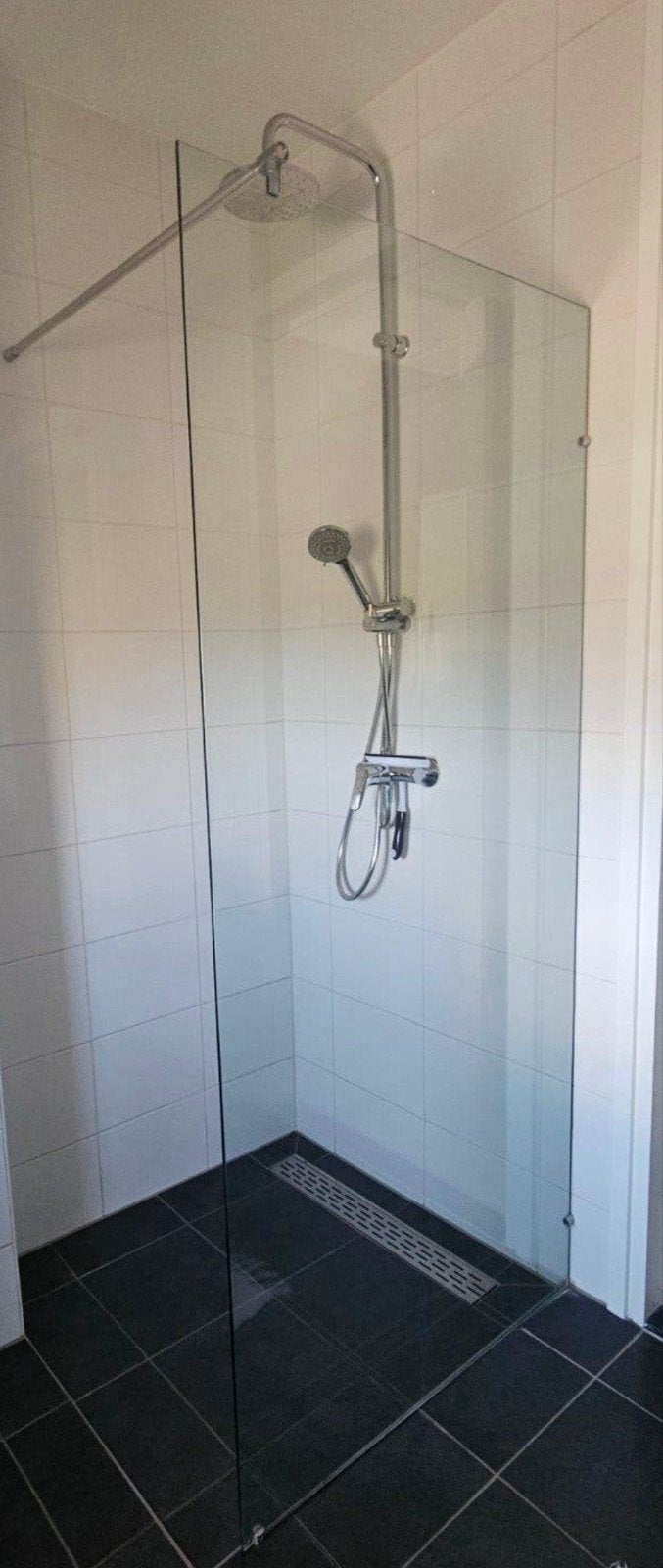 Douchewand helder veiligheidsglas 90x200 cm met stang, Ophalen, Zo goed als nieuw