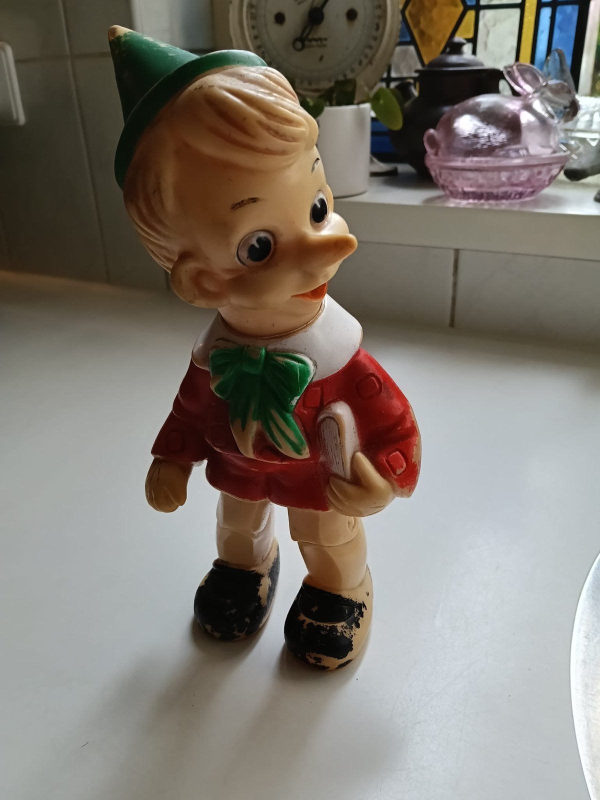 Vintage Pinokkio Rubberen Figuur - Made in Italy, Verzamelen, Ophalen of Verzenden, Peter Pan of Pinokkio, Zo goed als nieuw, Beeldje of Figuurtje
