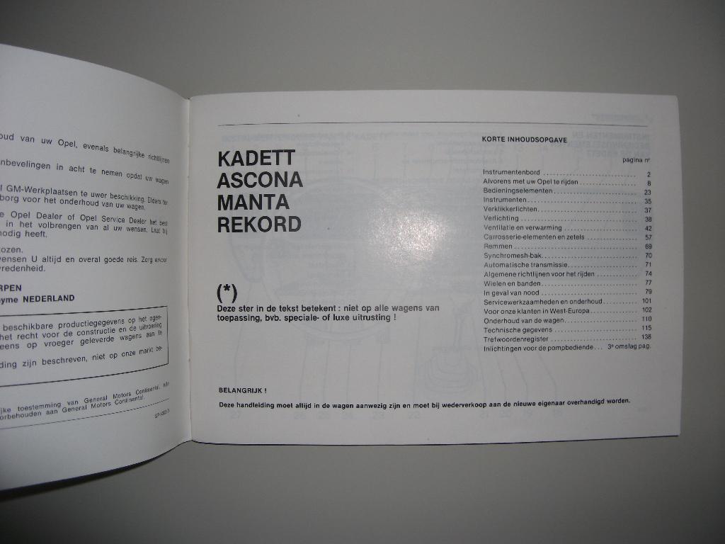 Opel instructieboekje, Ophalen of Verzenden