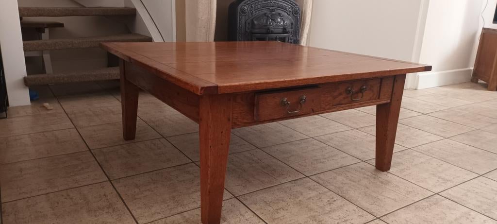 Antieke Franse Eiken Salontafel met Zwaluwstaartlades, Antiek en Kunst, Ophalen