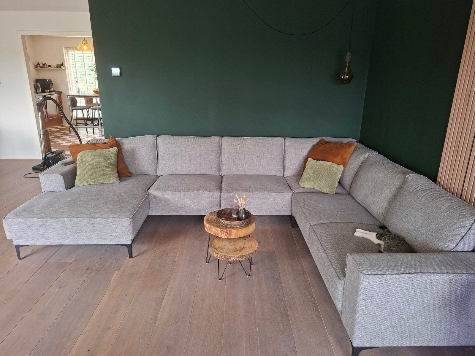 Grote grijze hoekbank met chaise longue, Huis en Inrichting, Banken | Bankstellen, Hoekbank, 300 cm of meer, Ophalen of Verzenden