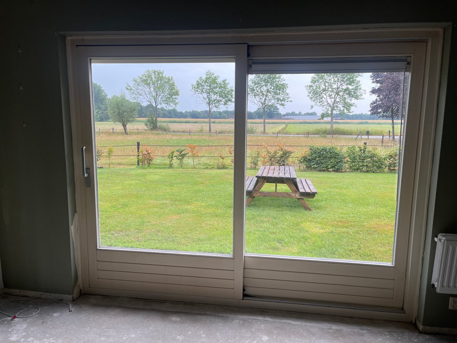 Houten schuifpui met dubbel glas - 276,5x218cm, Ophalen, Gebruikt, 225 cm of meer, 150 tot 225 cm