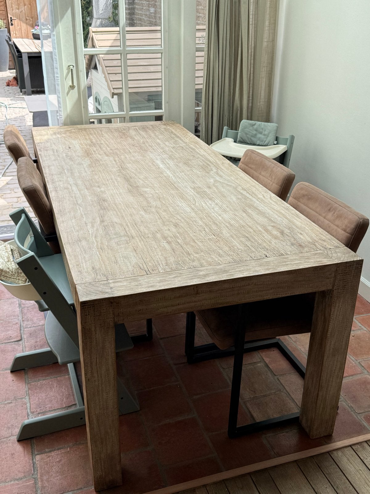 Robuuste landelijke eettafel van Woontheater Maurik, Huis en Inrichting, Tafels | Eettafels, 100 tot 150 cm, 200 cm of meer, Ophalen of Verzenden