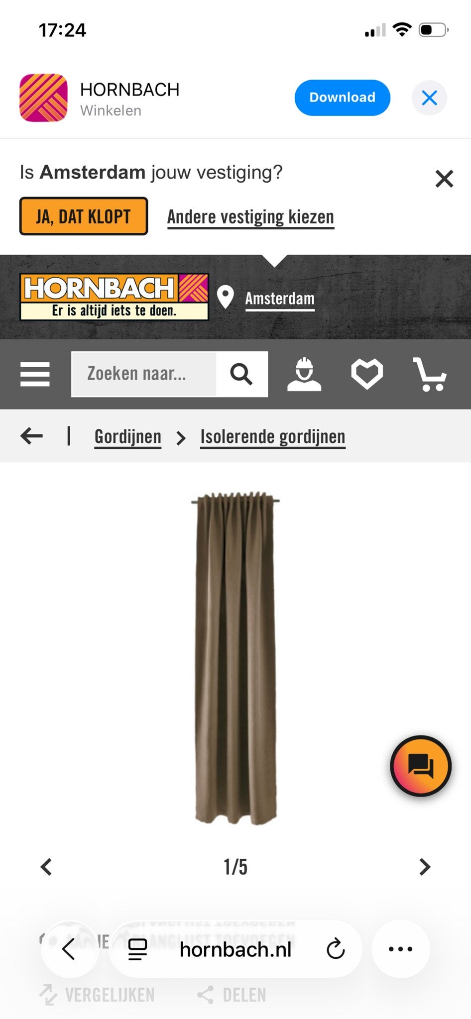 3 stuks Isolerend gordijn - Bruin - 140x250 cm, Bruin, Nieuw, Gordijn, Isolerend