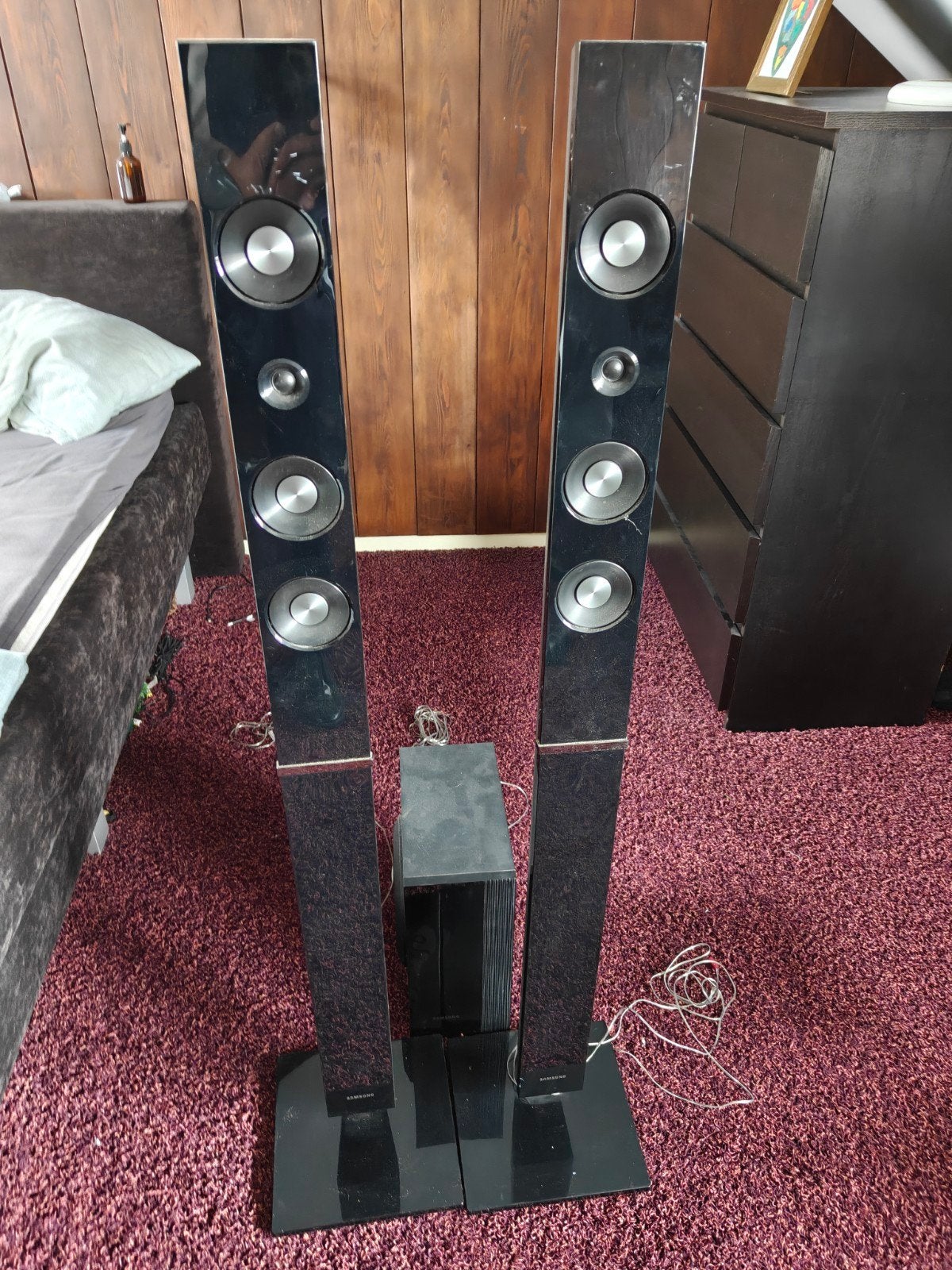 Samsung Home Cinema Set met 2 Zuilspeakers en Subwoofer, Ophalen, 70 watt of meer, Overige spelers, Gebruikt
