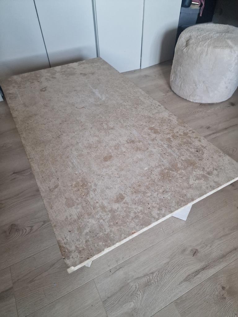 Unieke Travertin Salontafel - Japandi/Ibiza Stijl, Huis en Inrichting, Tafels | Salontafels, Overige materialen, Minder dan 50 cm