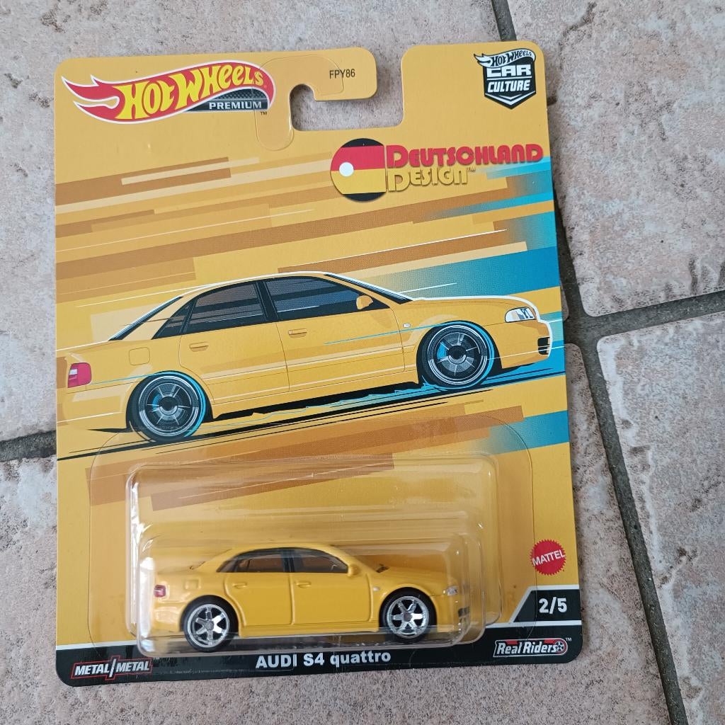 Hot Wheels Audi S4 Quattro Deutschland Design geel, Ophalen of Verzenden, Nieuw, Auto