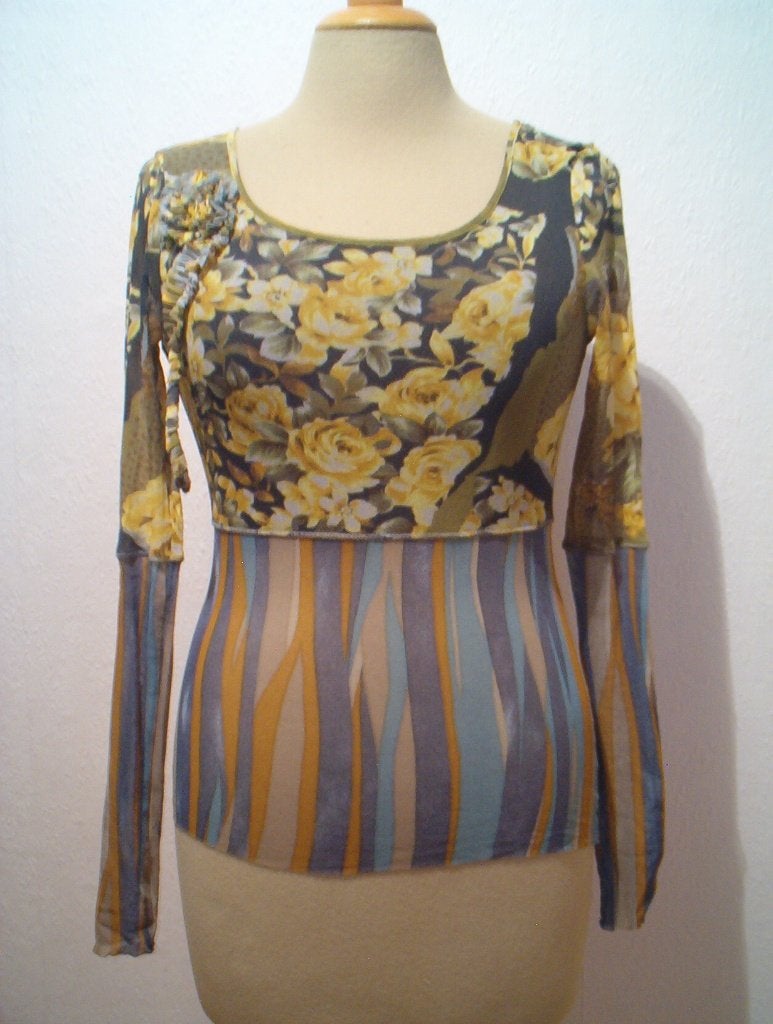 Ibiza/hippie/bohemian stretch print top! M, Maat 38/40 (M), Zo goed als nieuw, Lange mouw, Meerkleurig