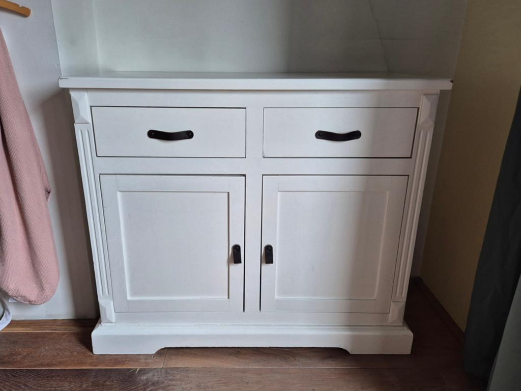 Witte houten commode - 110x54x93 cm, Ophalen, Gebruikt, 50 tot 70 cm, 100 cm of meer