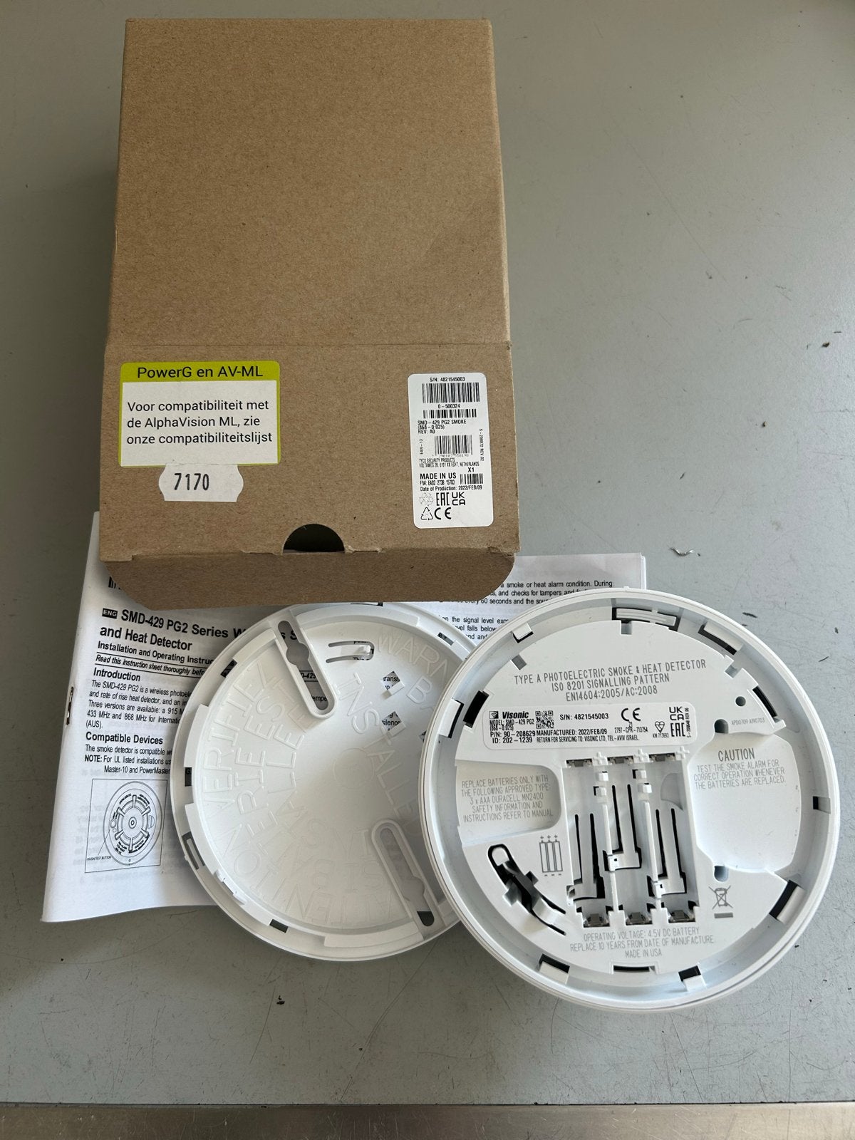 Tyco Visonic optische rook- en hittemelder SMD-429 PG2, Detector, Sensor of Melder, Nieuw, Ophalen of Verzenden, Rook