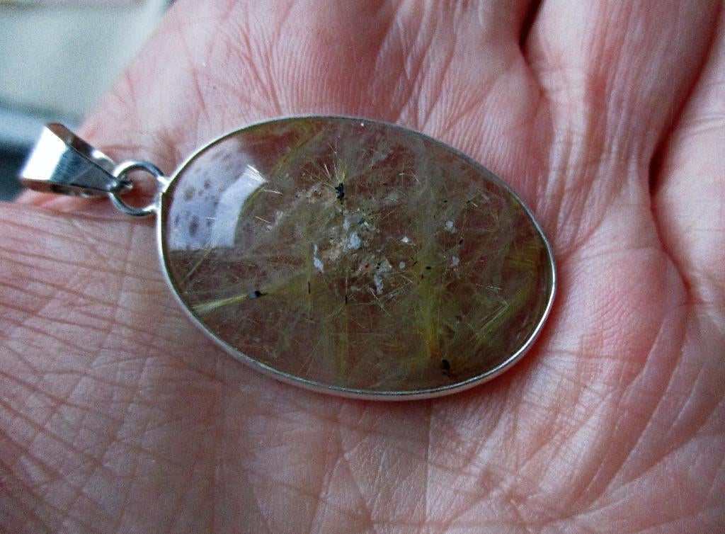 589/ 995/ mooie goud rutiel quartz hanger, Sieraden, Tassen en Uiterlijk, Nieuw, Ophalen of Verzenden, Met edelsteen, Goud