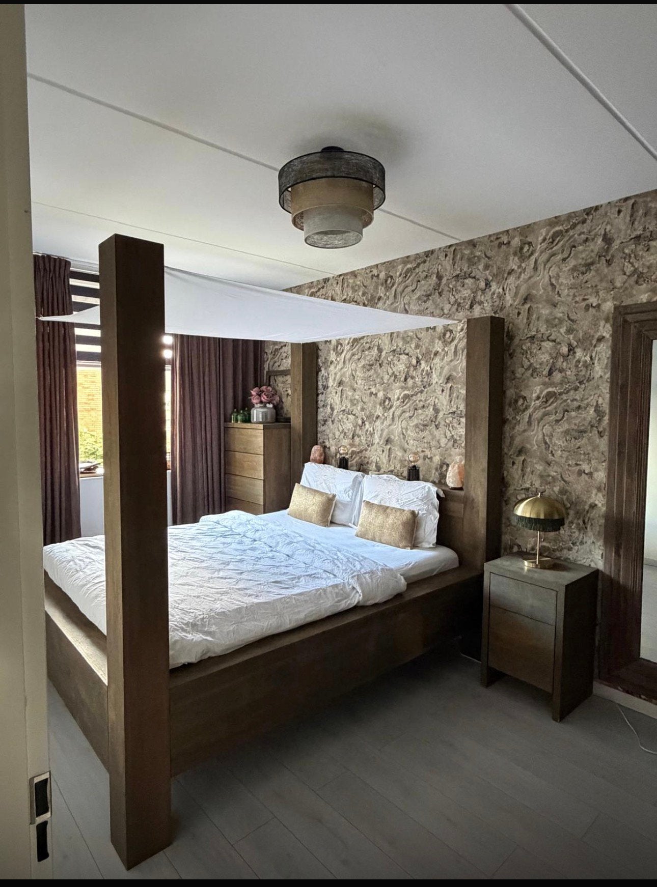 Hemelbed Massief hout Goossens 160/200, Ophalen of Verzenden, Zo goed als nieuw, Tweepersoons, Hemelbed
