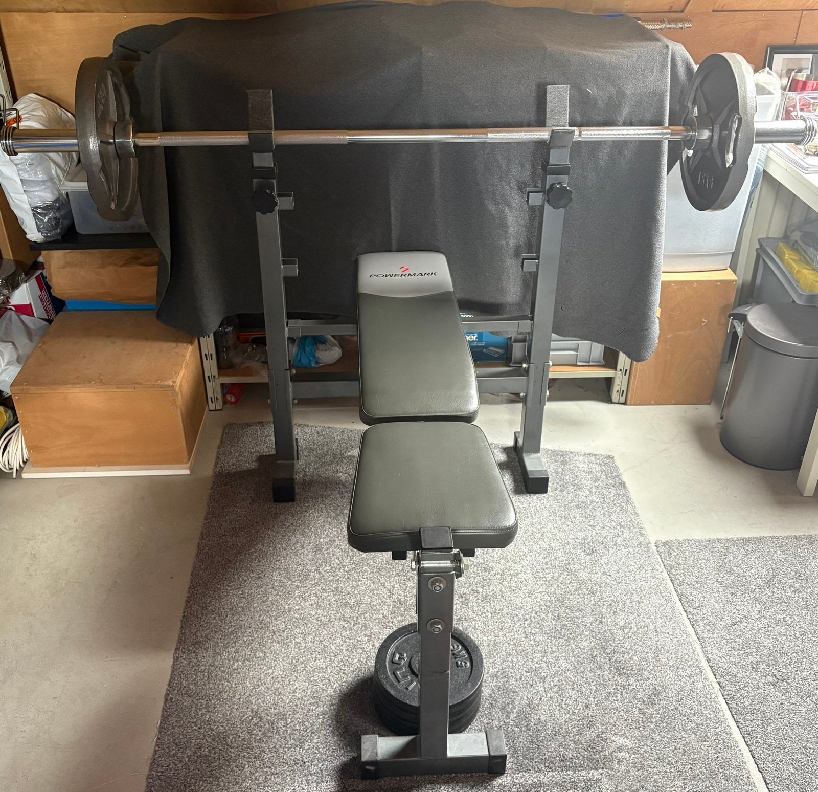 Powermark halterbank, Sport en Fitness, Ophalen, Zo goed als nieuw, Armen, Fitnessbank
