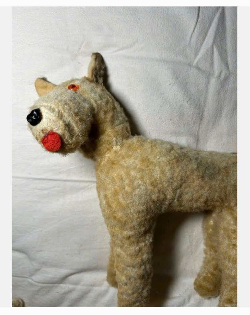 Steiff grote vintage Hond jaren ‘40-‘50 Geen knop aanwezig, Antiek en Kunst, Ophalen of Verzenden