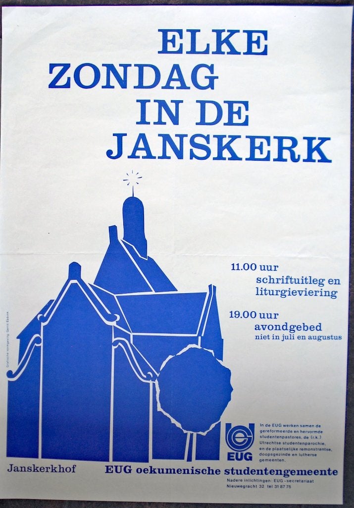 poster affiche - elke zondag in de janskerk, Verzamelen, Posters, Ophalen of Verzenden, Zo goed als nieuw, A1 t/m A3, Film en Tv