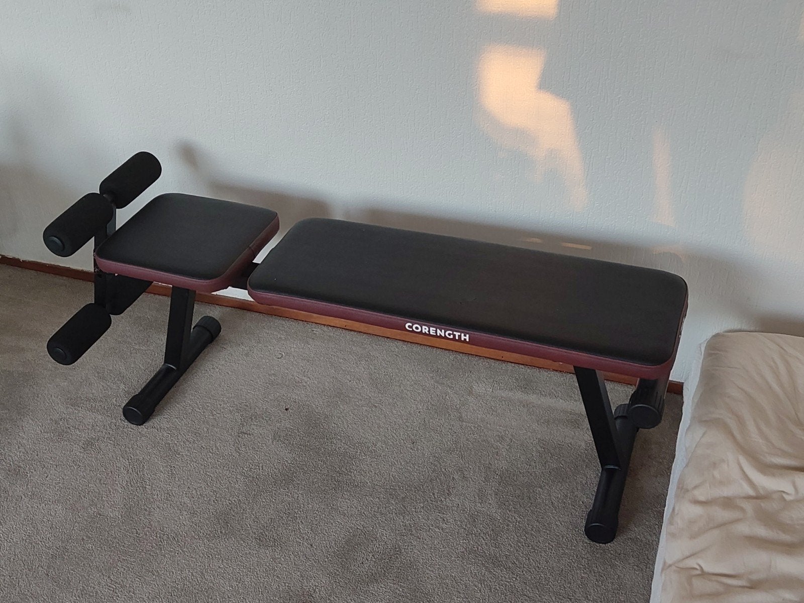 Complete Domyos Opvouwbaar Krachtset: Rack, Halter, Schijven, Sport en Fitness, Ophalen of Verzenden, Gebruikt, Benen, Halterstangen