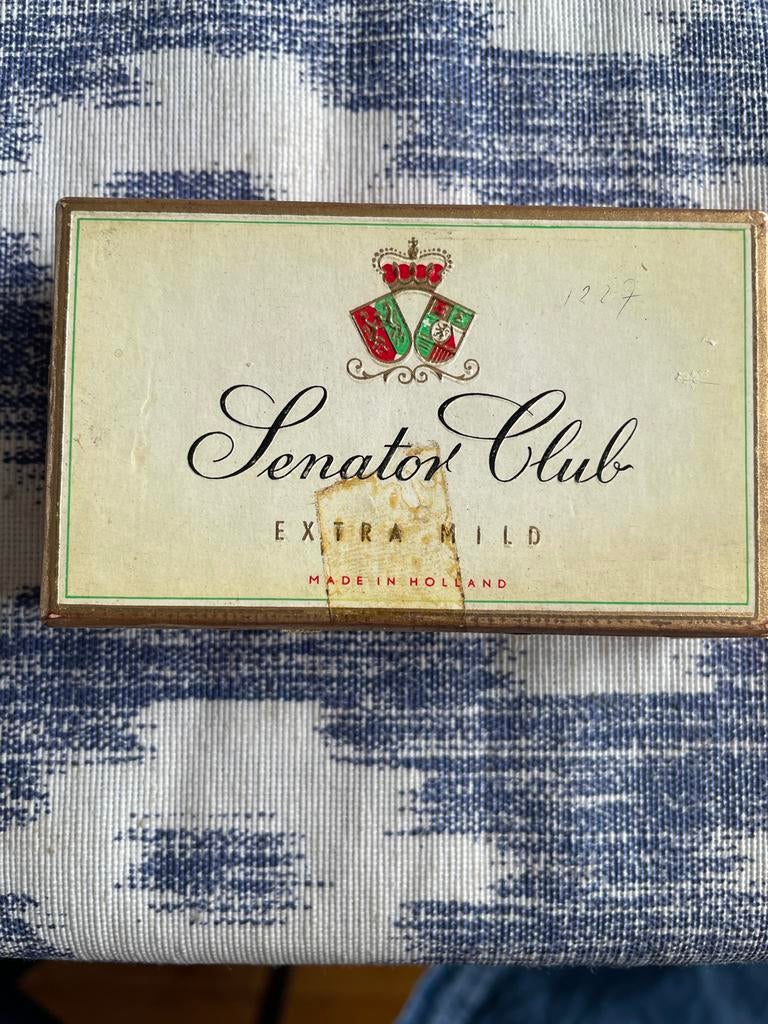Vintage Senator Club Extra Mild Tabaksdoosje, Ophalen of Verzenden, Gebruikt, Tabaksdoos of Verpakking