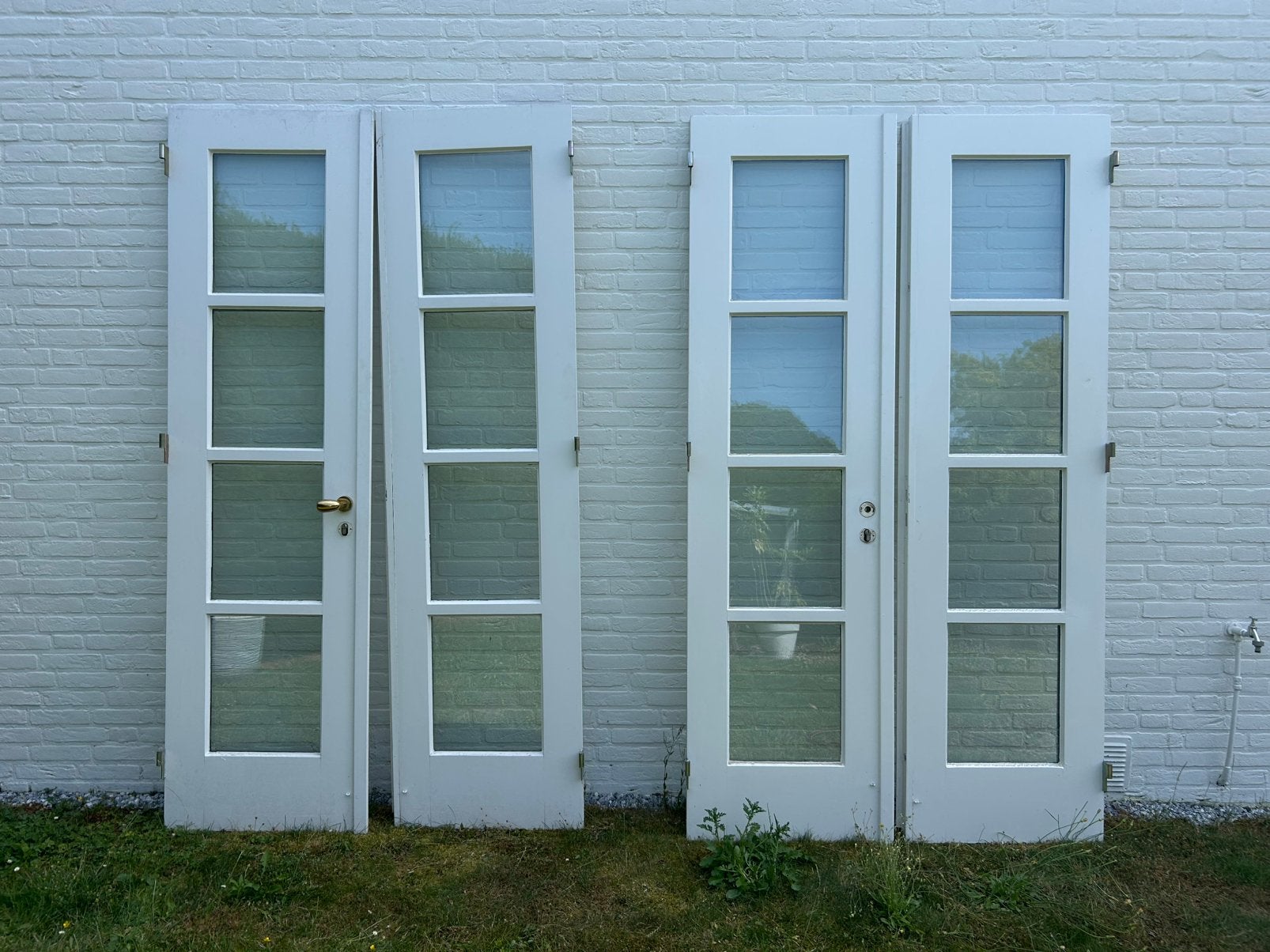 Hardhouten Tuindeuren terrasdeuren met glas, Ophalen, 120 cm of meer, 200 tot 215 cm, Glas