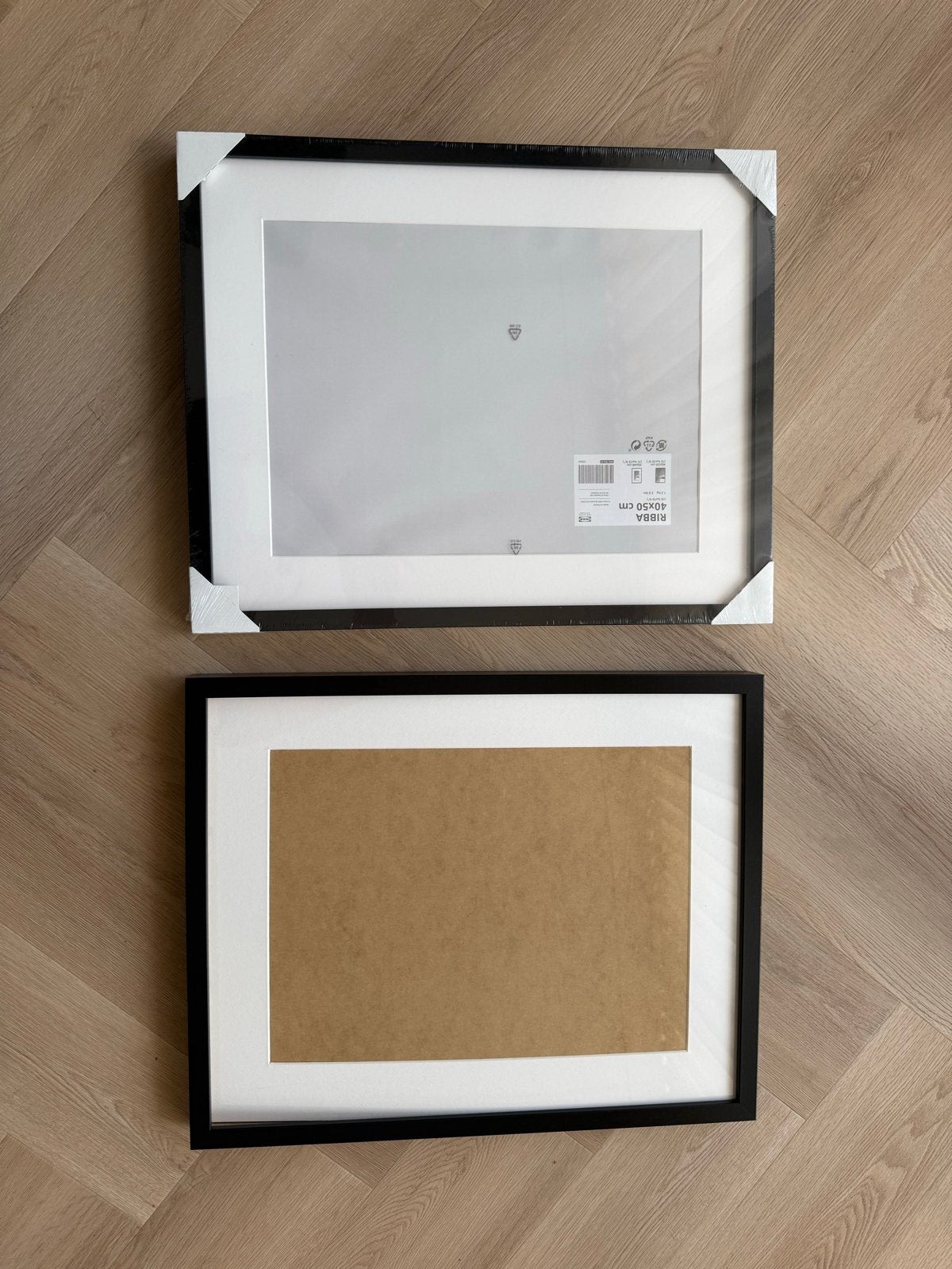 2 IKEA RIBBA Fotolijst Zwart 40x50 cm met Passe-partout, Nieuw, Ophalen of Verzenden, Fotolijst, Hout