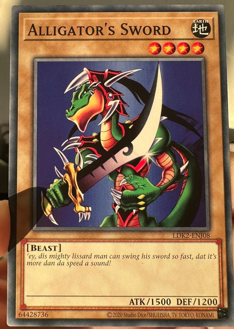 Yu-Gi-Oh! Alligator’s Sword Legendary Print !, Hobby en Vrije tijd, Ophalen of Verzenden, Zo goed als nieuw, Losse kaart