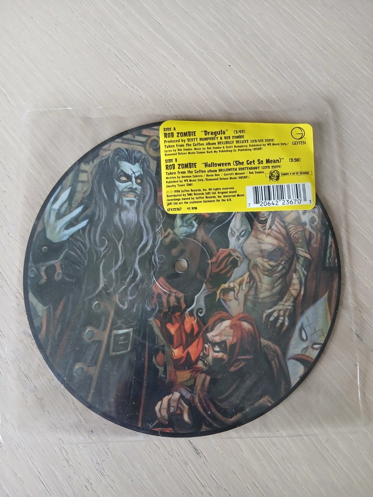 Rob Zombie - Dragula (7" Picture Vinyl), Cd's en Dvd's, Vinyl Singles, Zo goed als nieuw, Rock en Metal, EP, Picture disc, 7 inch