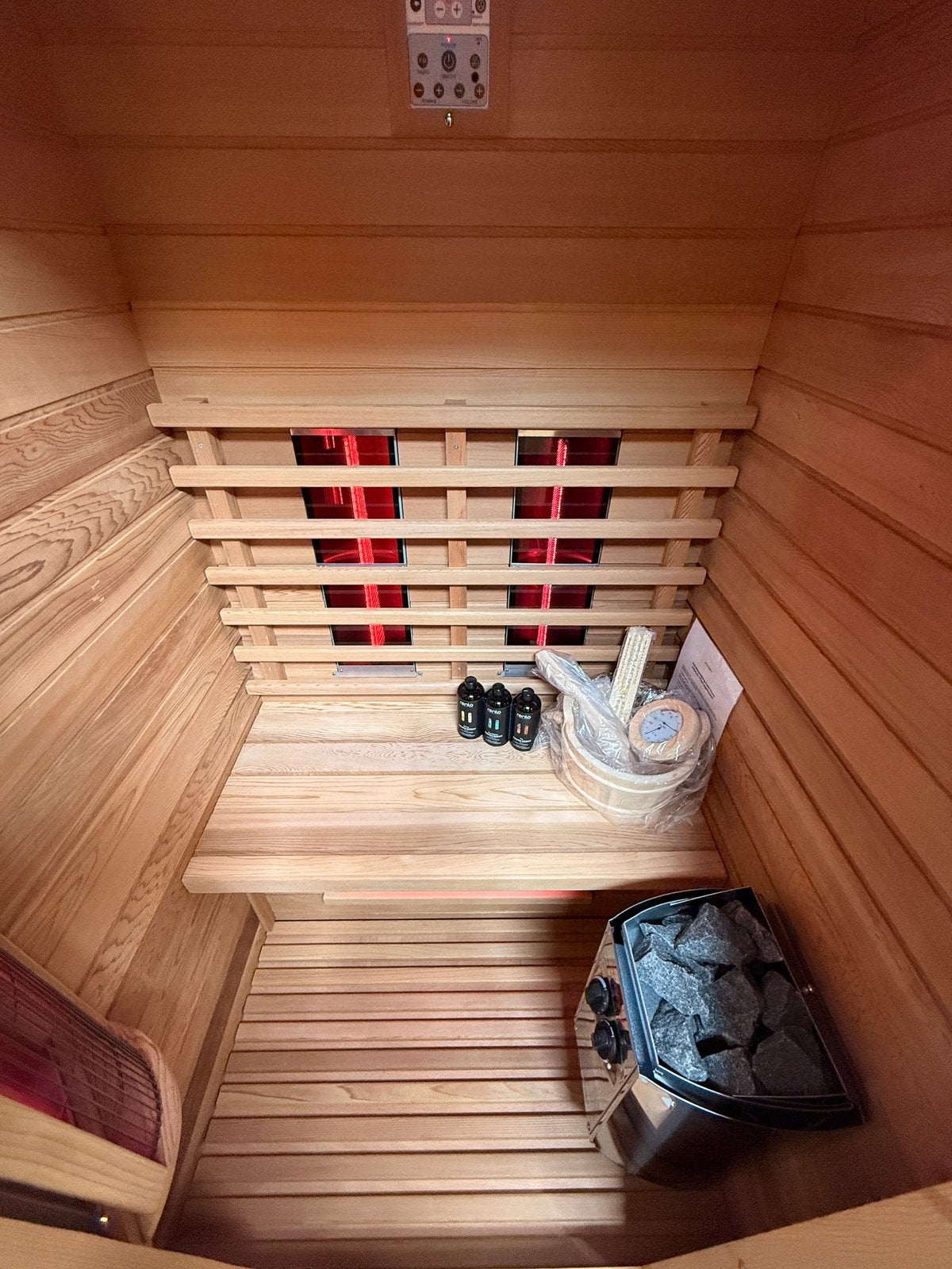 Combi Sauna - Infrarood + Fins - 230V | GRATIS BEZORGD!, Ophalen of Verzenden, Zo goed als nieuw, Infrarood, Complete sauna