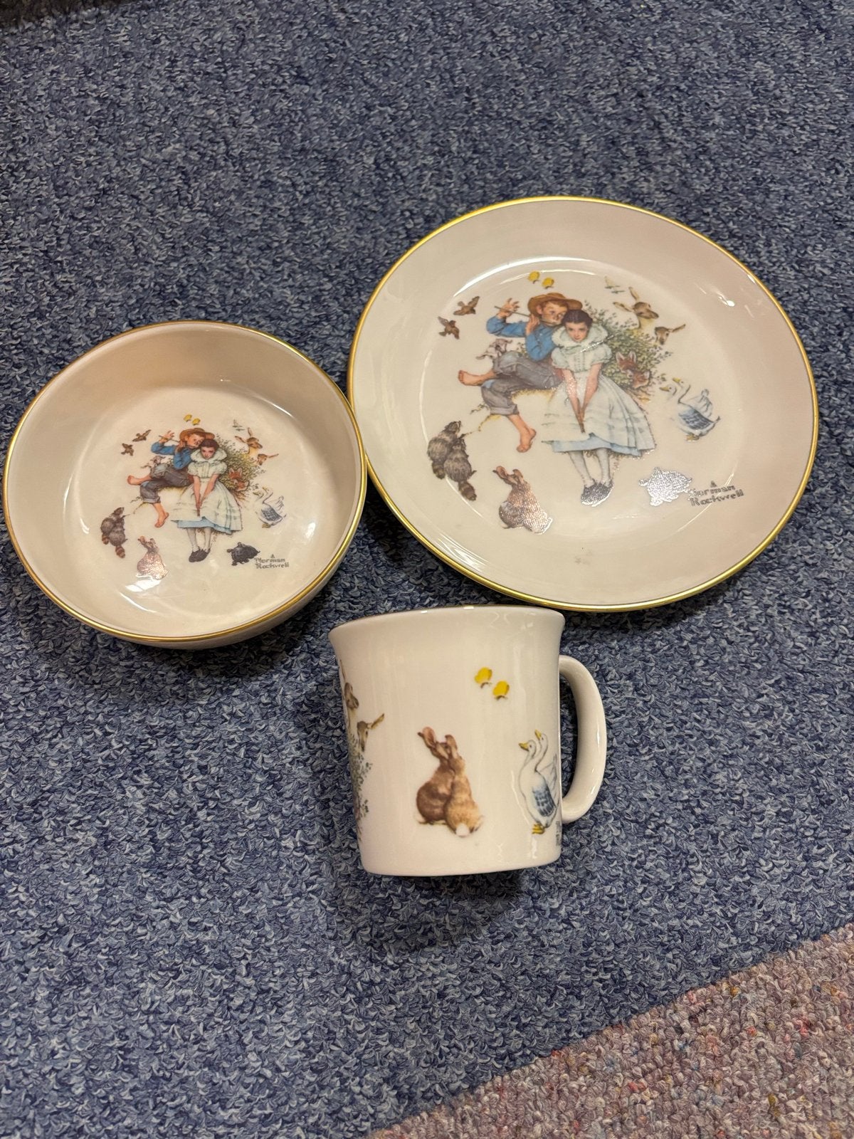 Norman Rockwell "Spring Duet" kinderservies, Antiek en Kunst, Ophalen of Verzenden