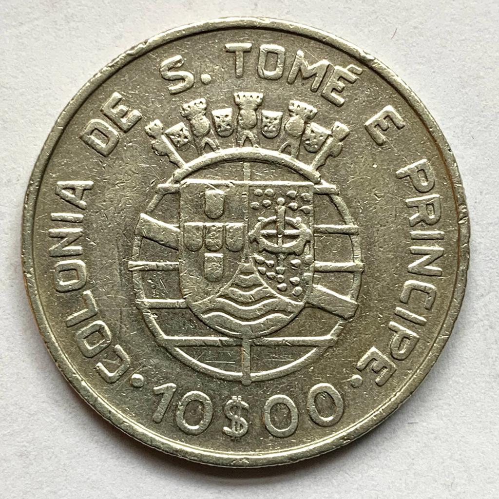Sao Tome e Principe 10 Escudos 1939 zilver koloniaal Afrika, Ophalen of Verzenden, Overige landen, Zilver