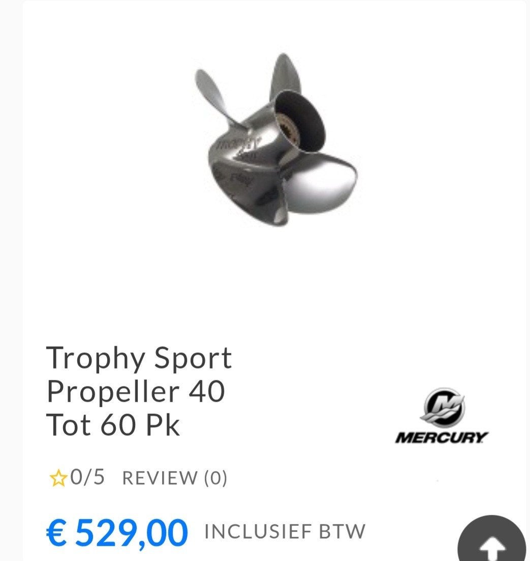 Mercury RVS Trophy Sport Propeller 14p, Ophalen of Verzenden, Zo goed als nieuw, Motor en Techniek, Motorboot