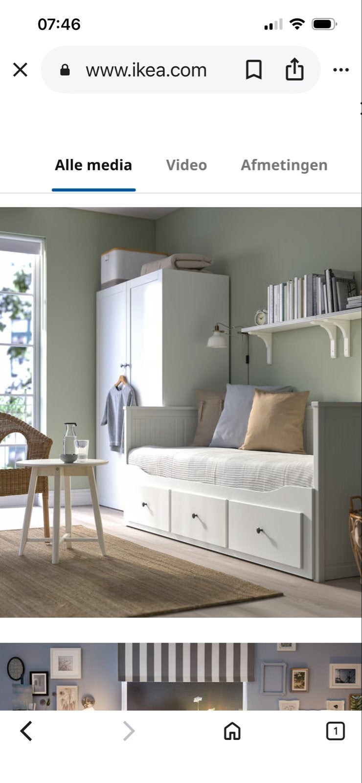 IKEA Hemnes Bedbank met 3 lades - kast - nachtkastje, Huis en Inrichting, Slaapkamer | Bedden, Gebruikt, Tweepersoons, 80 cm, 200 cm