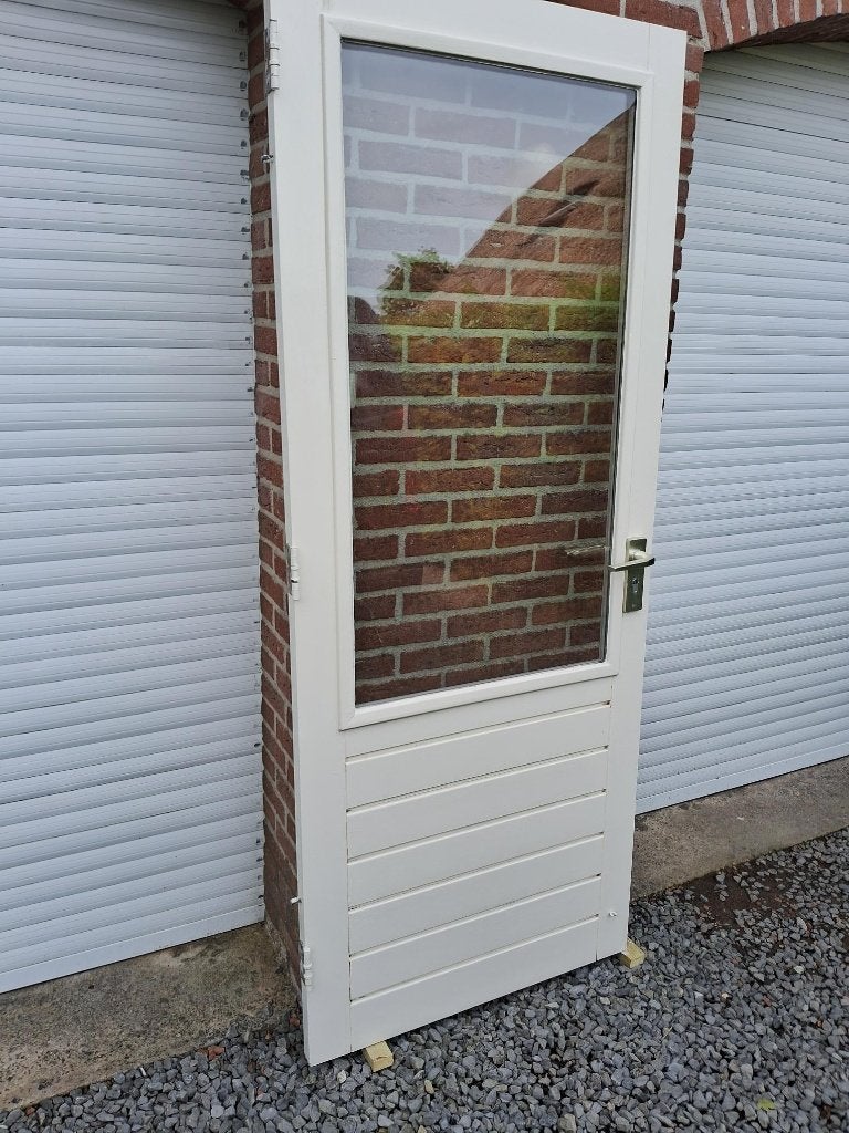 achterdeur, schuurdeur, balkondeur, buitendeur, hardhout, Doe-het-zelf en Verbouw, Deuren en Horren, Ophalen, Gebruikt, 80 tot 100 cm