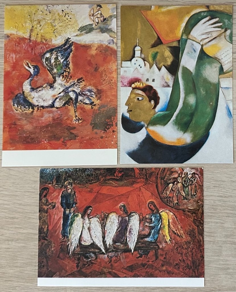094 PARTIJTJE van 3 kaarten van MARC CHAGALL (4), Verzenden, 1980 tot heden, Ongelopen, Overige thema's