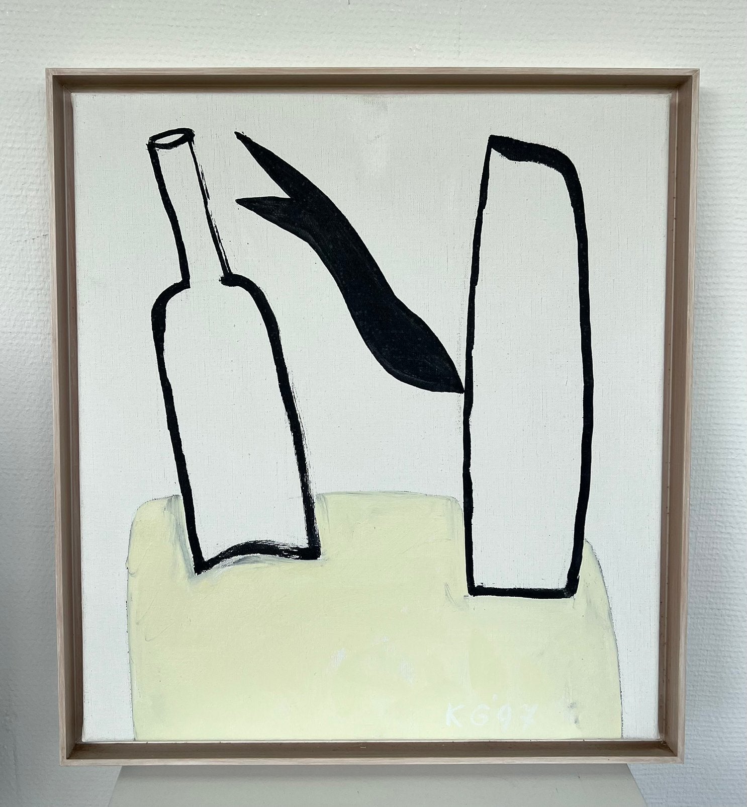 Klaas Gubbels, schilderij ‘97; ‘fles en koffieketel’, Antiek en Kunst, Ophalen