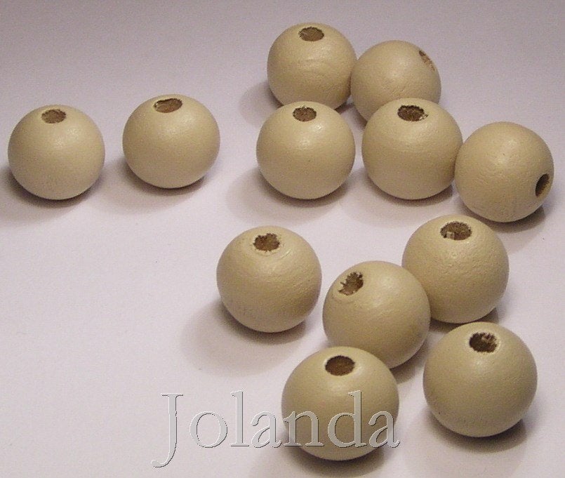 0048 Creme Houten Kralen (12 mm), Ophalen of Verzenden, Nieuw, Kraal