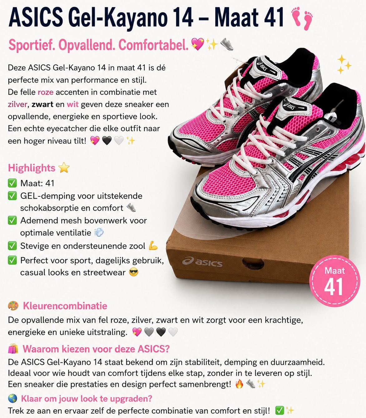 Leuke roze schoenen voor de zomer, Sport en Fitness, Loopsport en Atletiek, Verzenden, Zo goed als nieuw, Hardloopschoenen, Asics